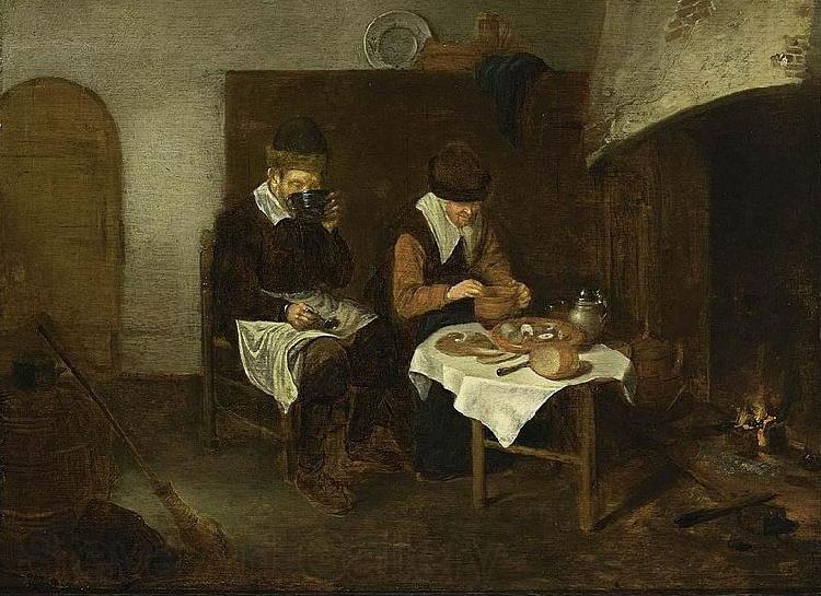 Quirijn van Brekelenkam A Couple Having a Meal before a Fireplace Norge oil painting art